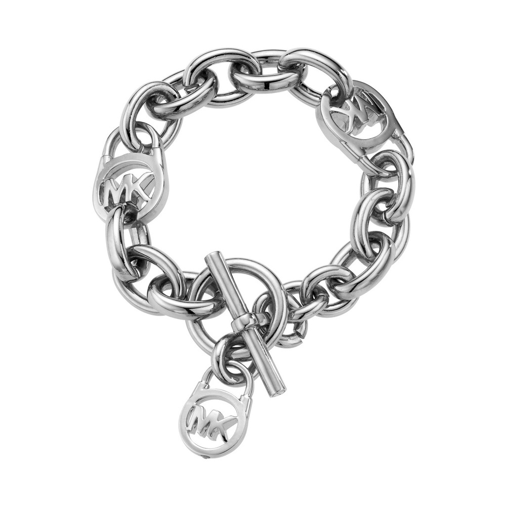 MICHAEL KORS Logo Lock Silver-tone Toggle Bracelet